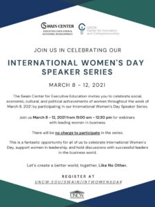 UNCW Swain Harris Whitesell Consulting International Womens Day