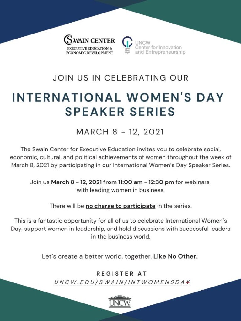 UNCW Swain Harris Whitesell Consulting International Womens Day