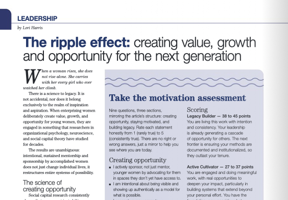 Enterprising Women, The Ripple Effect, Lori Harris