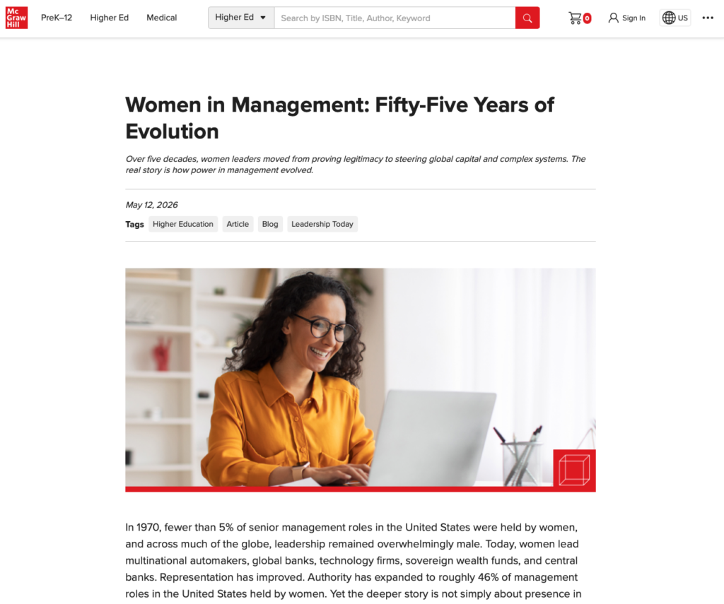 McGraw Hill, Leadership Today Blog, Women in Management, Lori Harris